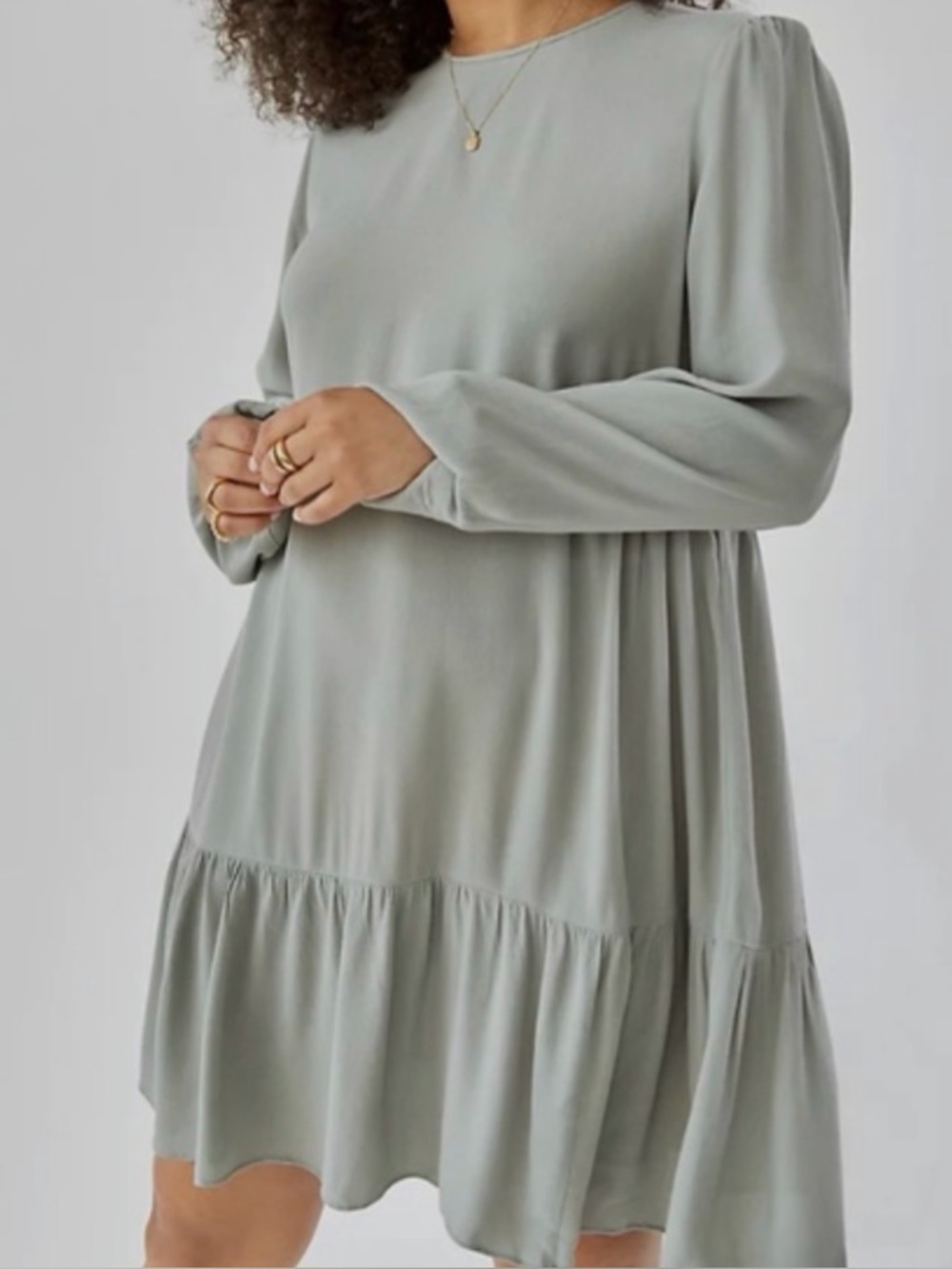 Aritzia Long-Sleeve Taupe Swing Dress